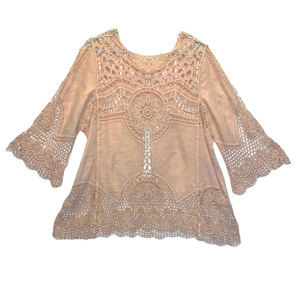 NATURAL UNIQUE CROCHET DESIGN TUNIC size Large - Picture 5 of 12